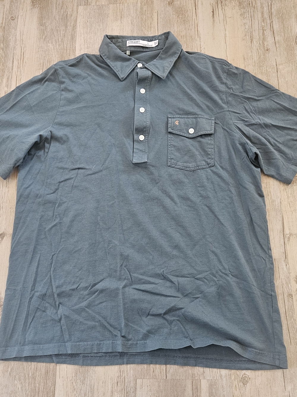 Criquet Men's Slate Blue Causal Short-Sleeve Golf Performance Polo Shirt Large